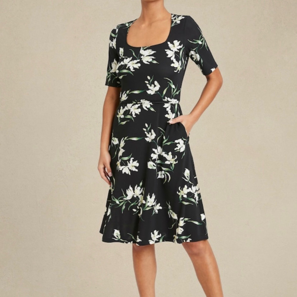 Banana Republic Floral Print Square-Neck Dress NWT
